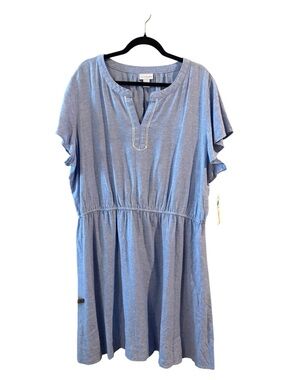 NWT Liz Claiborne Chambray  Nauticsl Beach Dress XXL | Blue Tiered Casual